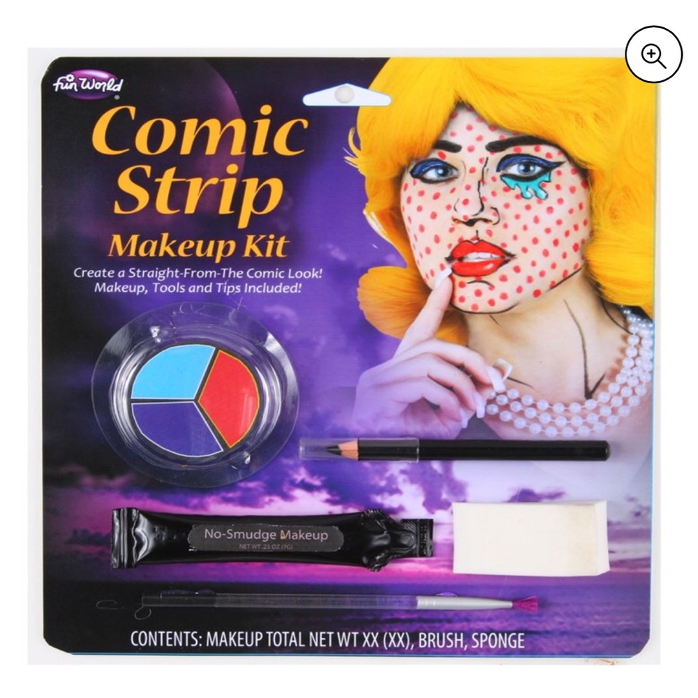 NEW COMIC Strip Makeup Kit • tray + no-smudge makeup • pencil + brush + sponge